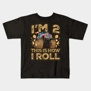 Im 2 This is How I Roll Monster Truck Birthday Boy Kids T-Shirt